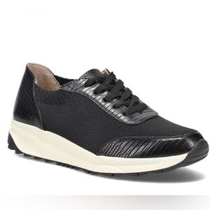 Naturalizer Nash Lizard Embossed Lace Up Black Sneakers Sz 7.5 SH105